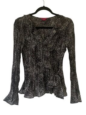 Sunny Leigh y2k bell sleeve wrap top blouse size medium